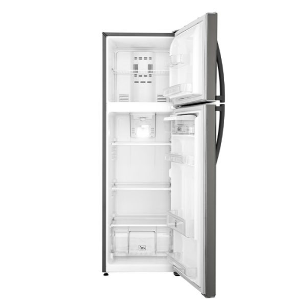 nterior del refrigerador Mabe con parrillas y cajonera.