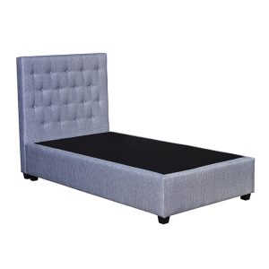 Cama individual Rich gris con cabecera color gris.