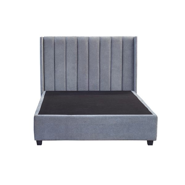 Cama matrimonial Tripoli tapizada en gris