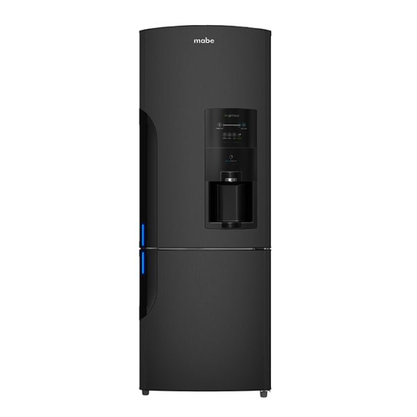 Refrigerador Mabe 15p negro Black Stainless frontal despachador agua