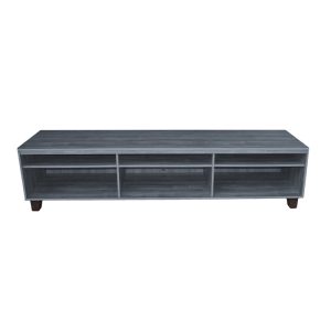 Centro de entretenimiento Bristol gris para TV hasta 85 pulgadas con 6 espacios de almacenamiento marca RAC