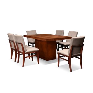 Comedor Valterra RAC de 6 sillas color beige con mesa acabado tipo madera parota